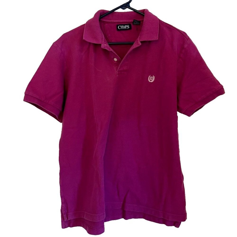 Chaps Men’s Pink Natural Stretch Polo Shirt Large 100% Cotton